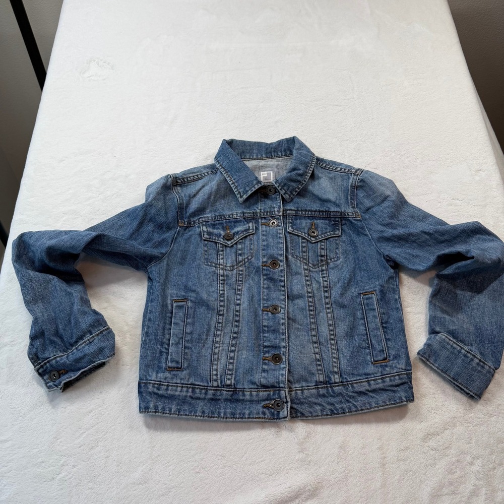 JCP Denim Jacket Womens S Blue Good 100% Cotton Trucker Button Up Medium Wash